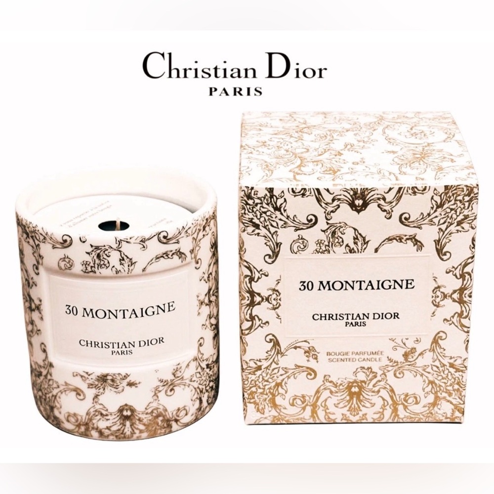 Dior 30 Montaigne Gold and White Candle Set of Two New in Box